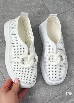 Туфли missia, белая, натуральная кожа с перфорацией