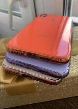 Чохол глянцевий з логотипом glossy silicon case для iphone xs max beige pink3 фото