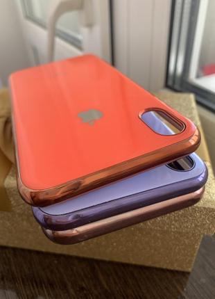 Чохол глянцевий з логотипом glossy silicon case для iphone xs max beige pink2 фото