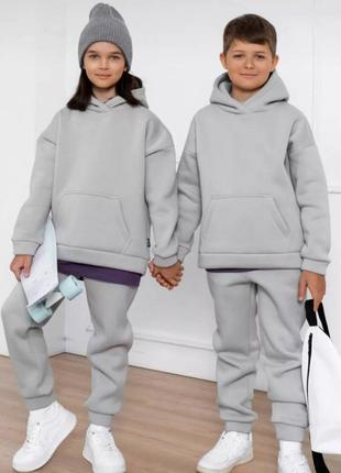 Детский костюм на флисе теплый однотонный