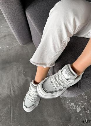 Кросівки жіночі emmy білі + сірий екошкіра8 фото