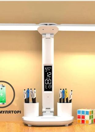 Cветодиодная настольная usb лампа с дисплеем и встроенным аккумулятором / сенсорная настольная лампа