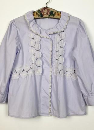 Бавовняна французька брендова блуза з мереживом balzac3 фото