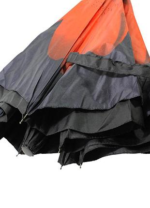 Зонтик наоборот up-brella женский умный зонтик (смарт зонтик) черный с принтом цветок крас...