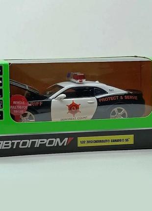 Машинка металева chevrolet camaro ss-police 2013 машинка поліція автопром 1:3210 фото