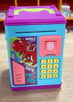 Копилка детская сейф для денег электронная с кодовым замком и отпечатком пальца