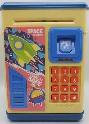Копилка детская сейф для денег электронная с кодовым замком и отпечатком пальца