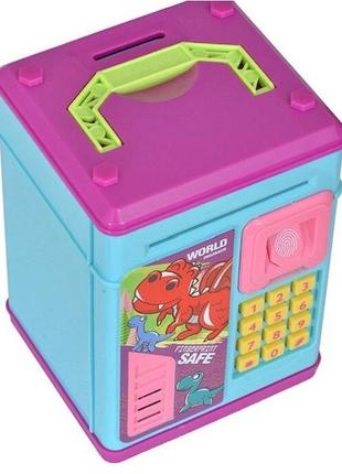 Копилка детская сейф для денег электронная с кодовым замком и отпечатком пальца