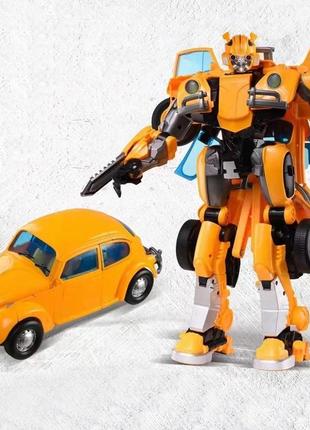 Детский трансформер bumblebee бамблби фольксваген жук transformers звук и свет 34 см