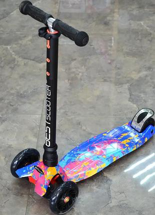 Самокат 4-х колесные светящийся складывающийся best scooter