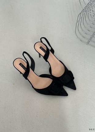 Женские замшевые, черные, стильные и качественные туфли на каблуке. от 37 до 39 гг. 9633 мм3 фото