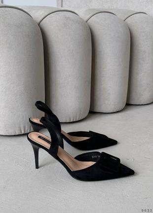 Женские замшевые, черные, стильные и качественные туфли на каблуке. от 37 до 39 гг. 9633 мм5 фото