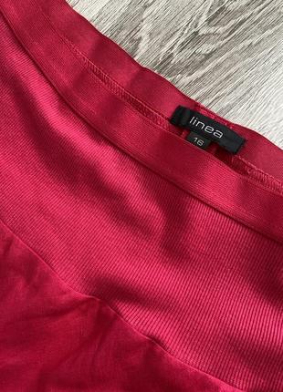 Яркая льняная юбка миди юбка на резинке интересного кроя цвет фуксия лен linea, xxl3 фото