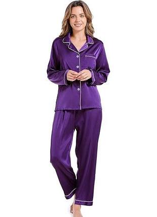 Пижама атласная фиолетовая классическая для комфортного отдыха dm-11