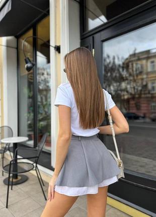 Спідниця шорти чорного кольору з акцентною бавовняною підкладкою8 фото