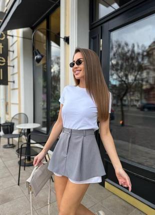 Спідниця шорти чорного кольору з акцентною бавовняною підкладкою4 фото