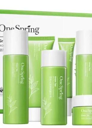 Подарунковий набір косметики для обличчя 7 в 1 one spring green tea жіночий qb/t 1857 (o/w)