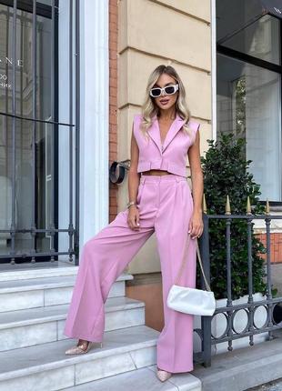 Костюм з жилеткою укороченою та брюками палаццо