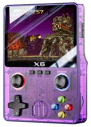 Портативна ігрова приставка x6 10000 ігор / 3.5'' ips, 640x480 / av вихід / консоль, ретро / 2000 mah purple
