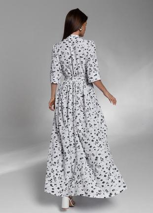 Цветочное длинное платье с разрезом3 фото