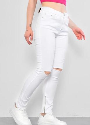 Стильные рваные джинсы с разрезами на коленях высокая талия2 фото