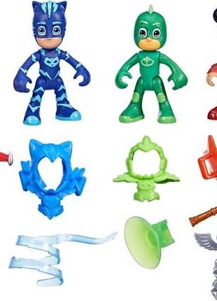 Игровой набор фигурок герои в масках 6шт с аксессурами 14шт pj masks f7593