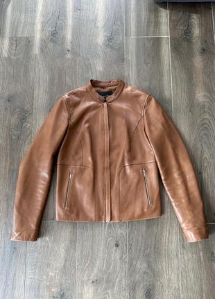 Кожаная куртка massimo dutti размер s
