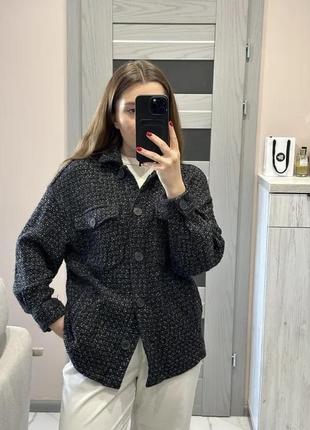 Оверсайз рубашка пиджак куртка твидовая zara