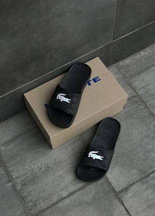 Мужские шлепанцы lacoste черные шлепанцы лакоста