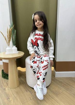 Стильный костюм zara на девочку 2-3 года белый minnie mouse