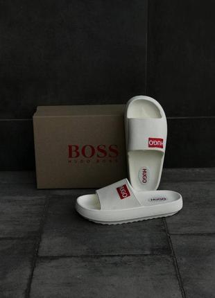 Женские шлепанцы hugo boss белые тапочки hugo boss