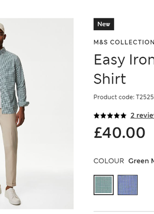 Мужская рубашка в клетку easy iron cotton stretch gingham oxford shirt10 фото