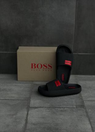 Женские шлепанцы hugo boss черные тапочки hugo boss