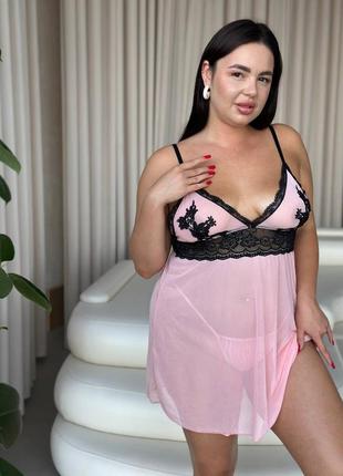 Do134 розовый пеньюар plus size