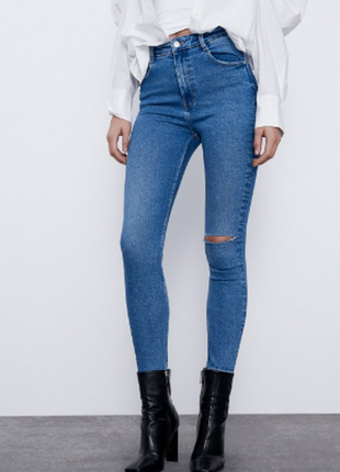 S р джинси вузькі стрейч з розрізами zara