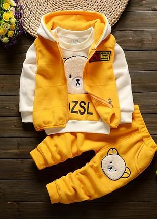 Утепленный костюм-тройка желтый ozsl