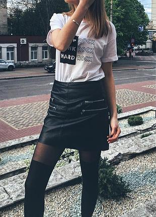 Юбка мини zara из эко кожи