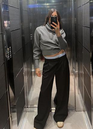 Брюки с комбинированным эластичным поясом zara