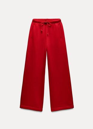 Zara плюшеві спортивні штани палаццо straight-leg