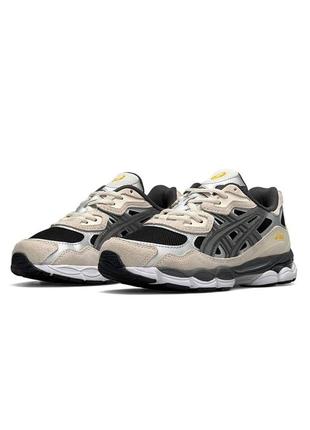 🌸женские кроссовки asics gel - nyc black beige steel / демисезонные / весенние, летние, осенние / текстиль, кожа, замша /