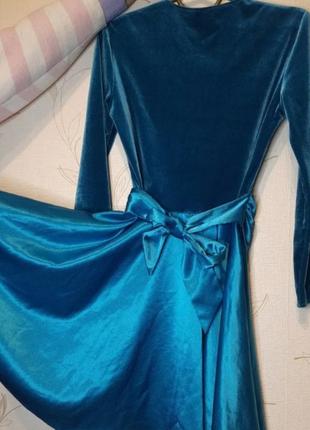 Бархатное платье,цвет бутылка фатин
