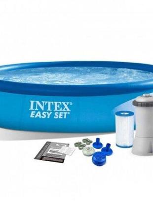 Надувной бассейн для детей intex 28158 (457х84 см) бассейны интекс с картриджным фильтром4 фото