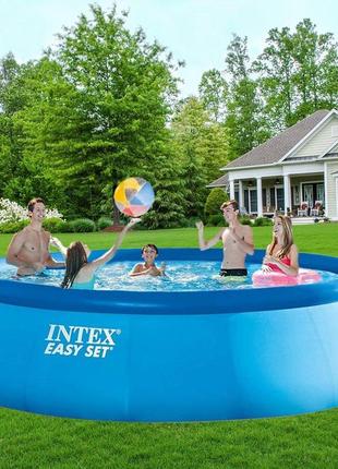 Надувной бассейн для детей intex 28158 (457х84 см) бассейны интекс с картриджным фильтром3 фото