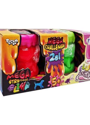 В'язка маса "2 в 1 "mega stretch slime" та "fluffy slime" fls-03-01u укр рожево-зелений