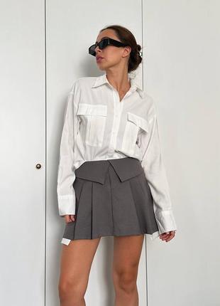 Сорочка блуза бомбер біла молочна на гудзиках з резинкою внизу з довгим рукавом класична нова