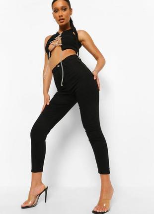 Эластичные черные скинни с высокой талией от boohoo, размер с-xc