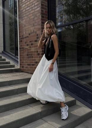Zara юбка баллон белая меди пышная оверсайз свободная классическая базовая