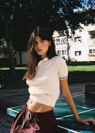 Сорочка поло бежева в рубчик zara new