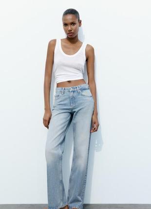 Плотные джинсы женские светло-синие zara new