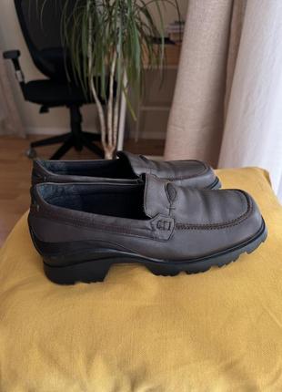 Лоферы туфли кожа коричневые с квадратным носком clarks 38 купить цена